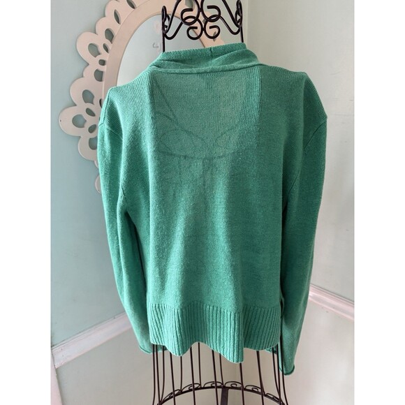Eileen Fisher Green Linen Cardigan Size XS Open Front - Picture 2 of 7